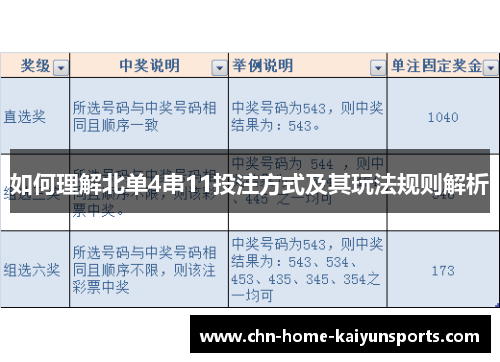如何理解北单4串11投注方式及其玩法规则解析